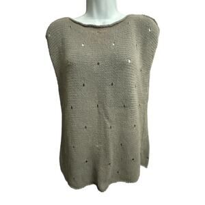 Decouve Small Sweater Vest Gray Loose Knit Retro Vintage 90's Peasant
